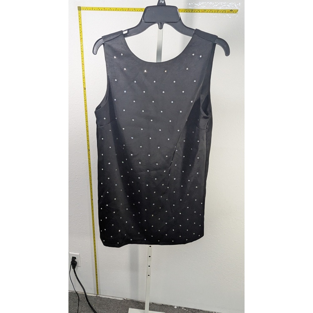 Ela Black Rhinestone Bow Back Sleeveless Satin Top Size 4 Cocktail Evening Party